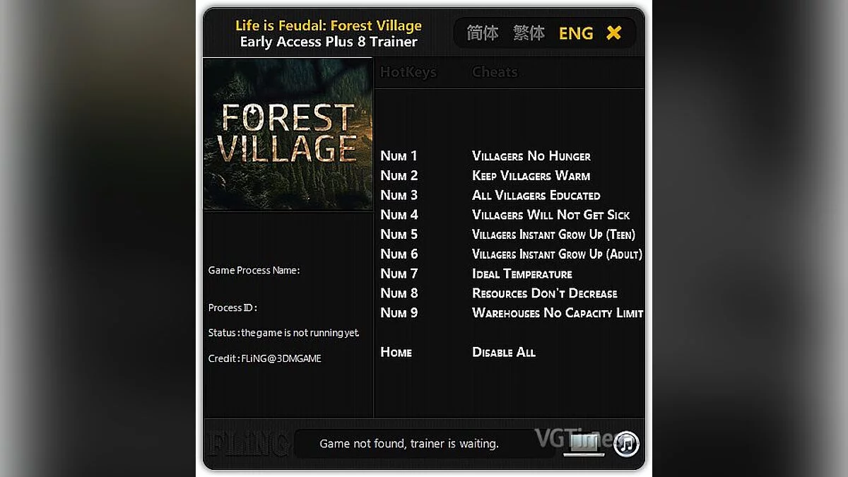 Life is Feudal: Forest Village — Трейнер / Trainer (+8) [Update: 21.10.16] [FLiNG]