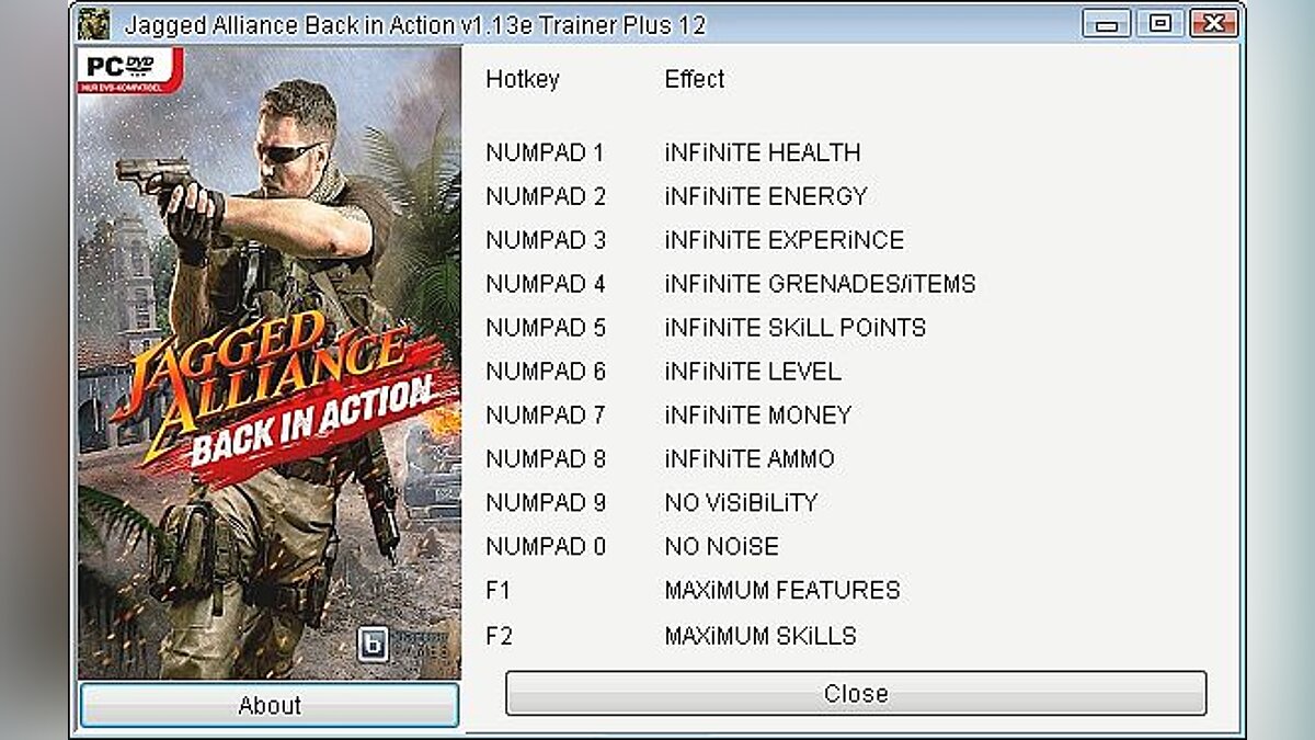 Jagged Alliance: Back in Action — Трейнер / Trainer (+12) [1.13e] [GRIZZLY]  / Трейнеры / Читы