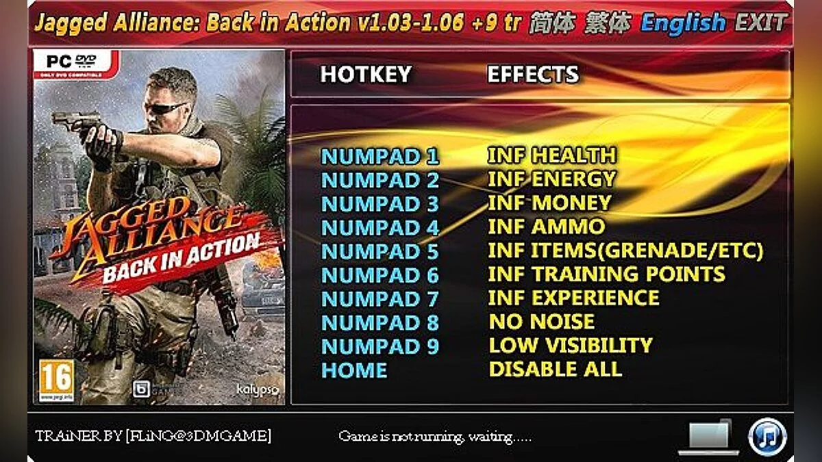 Jagged Alliance: Back in Action — Трейнер / Trainer (+9) [1.03 - 1.06] [FLiNG]