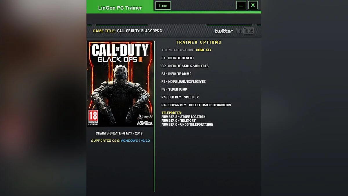 Call of Duty: Black Ops 3 — Трейнер / Trainer (+9) [Update 6 May 2016] [LinGon]