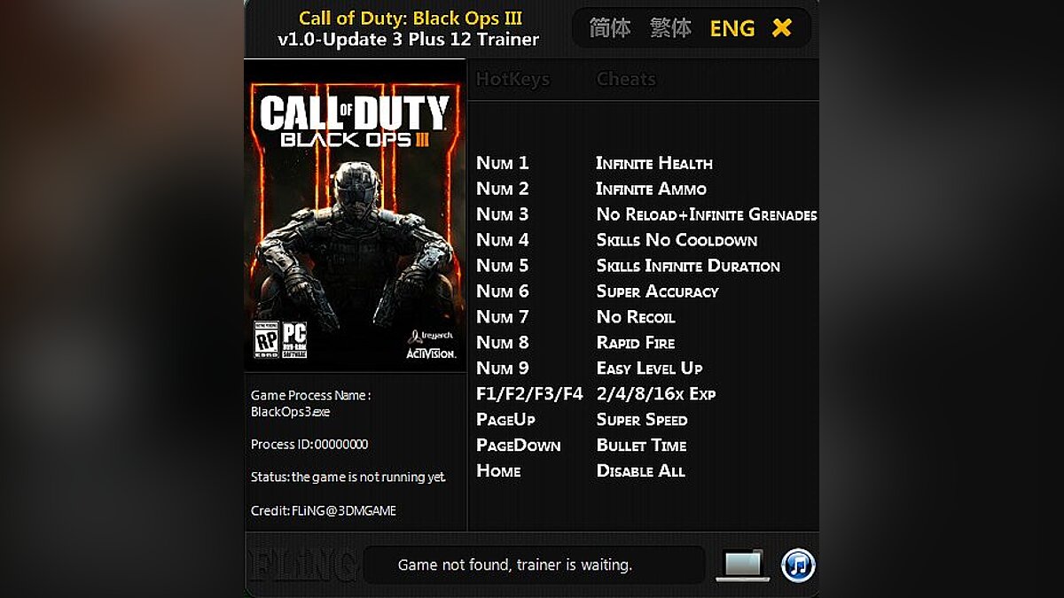 Call of Duty: Black Ops 3 — Трейнер / Trainer (+12) [1.0 - Update 3] [FLiNG]