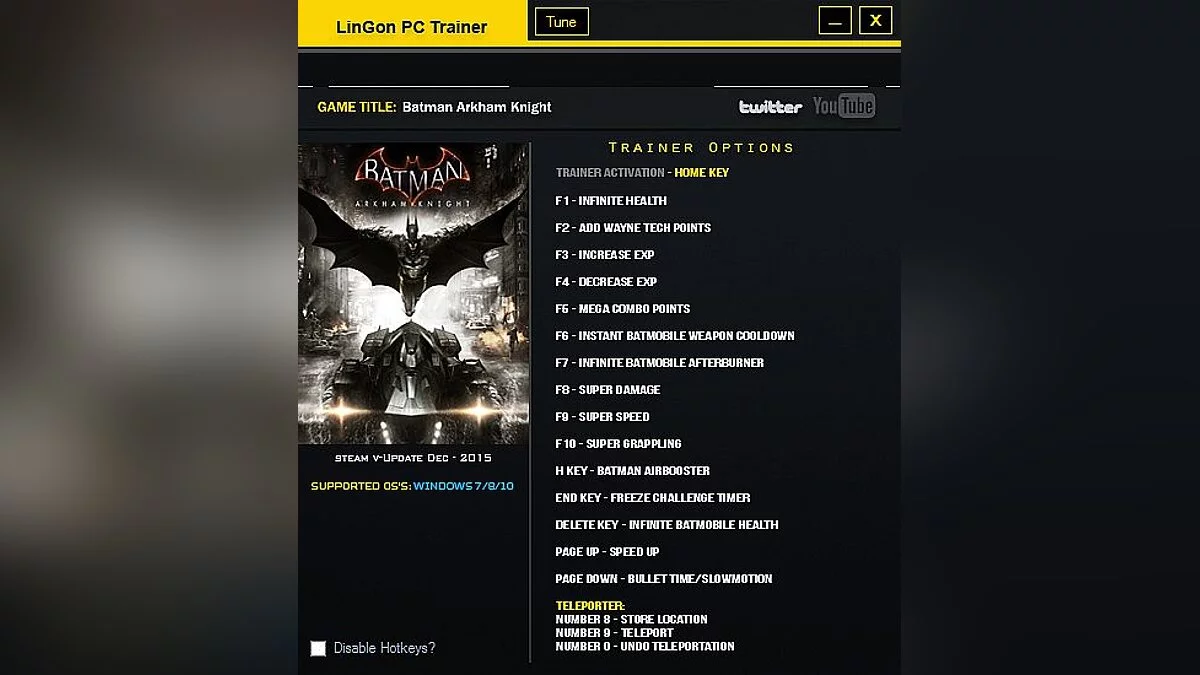 Batman: Arkham Knight — Трейнер / Trainer (+17) [Update 31.12.2015] [LinGon]