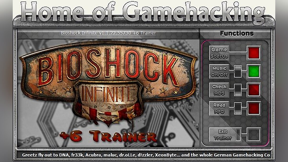 BioShock Infinite — Трейнер / Trainer (+6) [1.1.25.5165] [iNvIcTUs oRCuS / HoG]