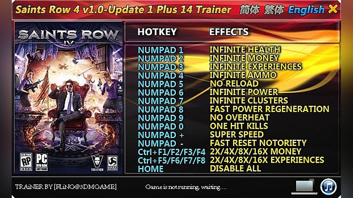 Saints Row 4 — Трейнер / Trainer (+14) [1.0 & Update 1: Fixed Version] [FLiNG]
