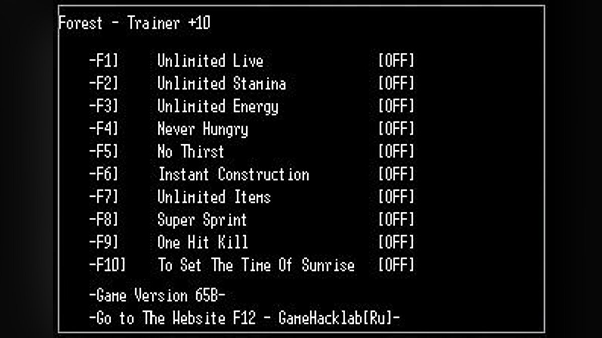 The Forest — Трейнер / Trainer (+10) [0.65 x64 Steam] [LIRW / GHL]