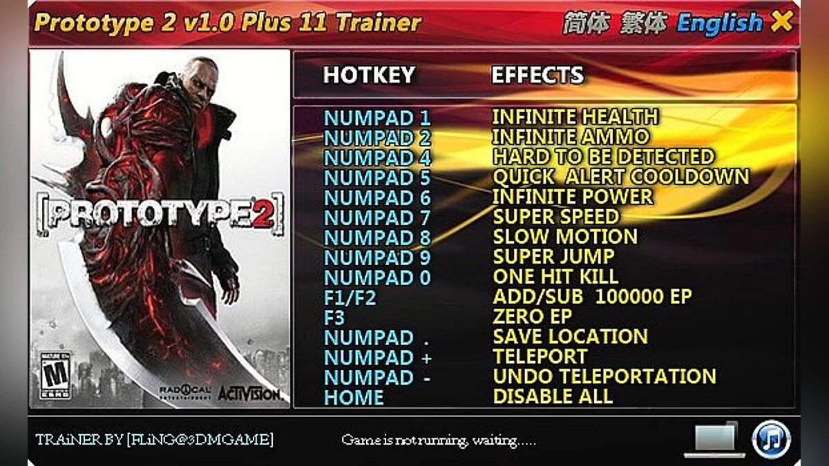 Prototype 2 — Трейнер / Trainer (+11) [1.0] [FLiNG]