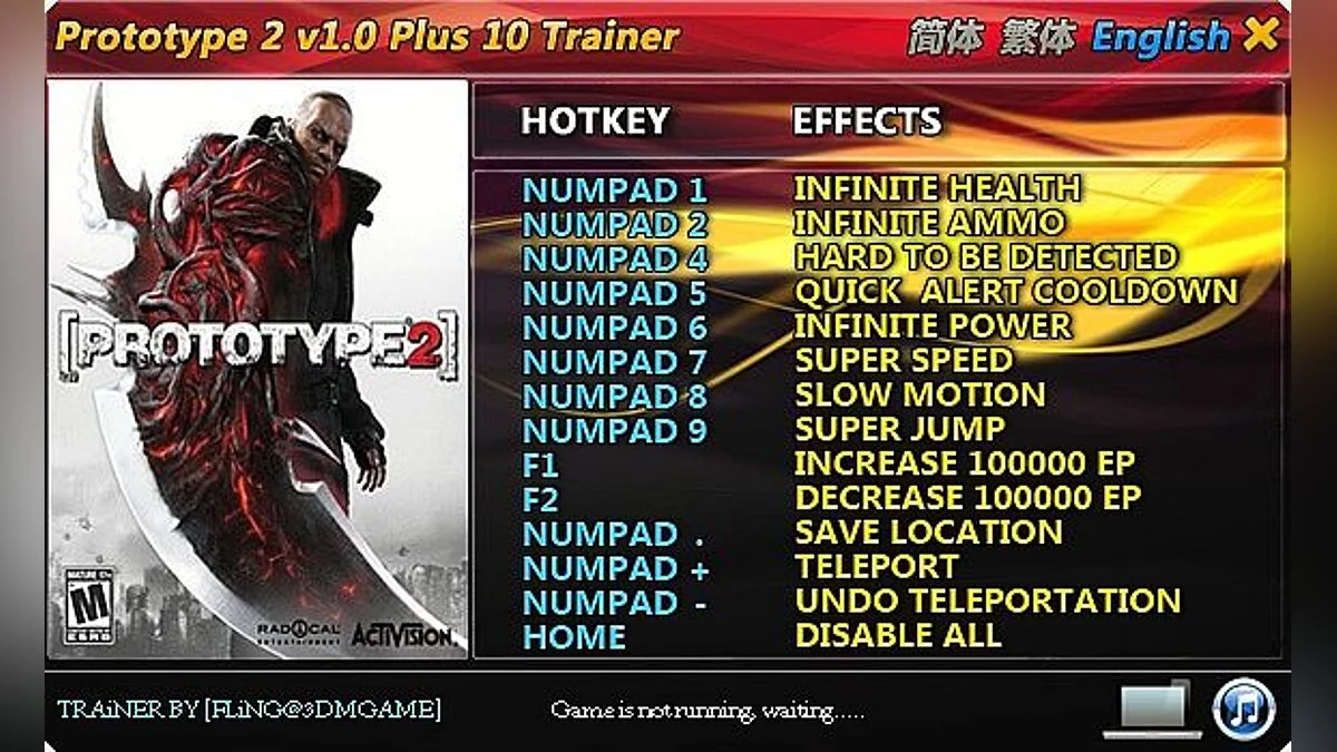 Prototype 2 — Трейнер / Trainer (+10) [1.0] [FLiNG]