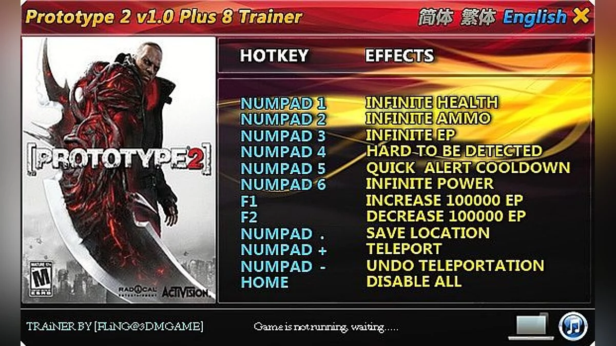 Prototype 2 — Трейнер / Trainer (+8) [1.0] [FLiNG]