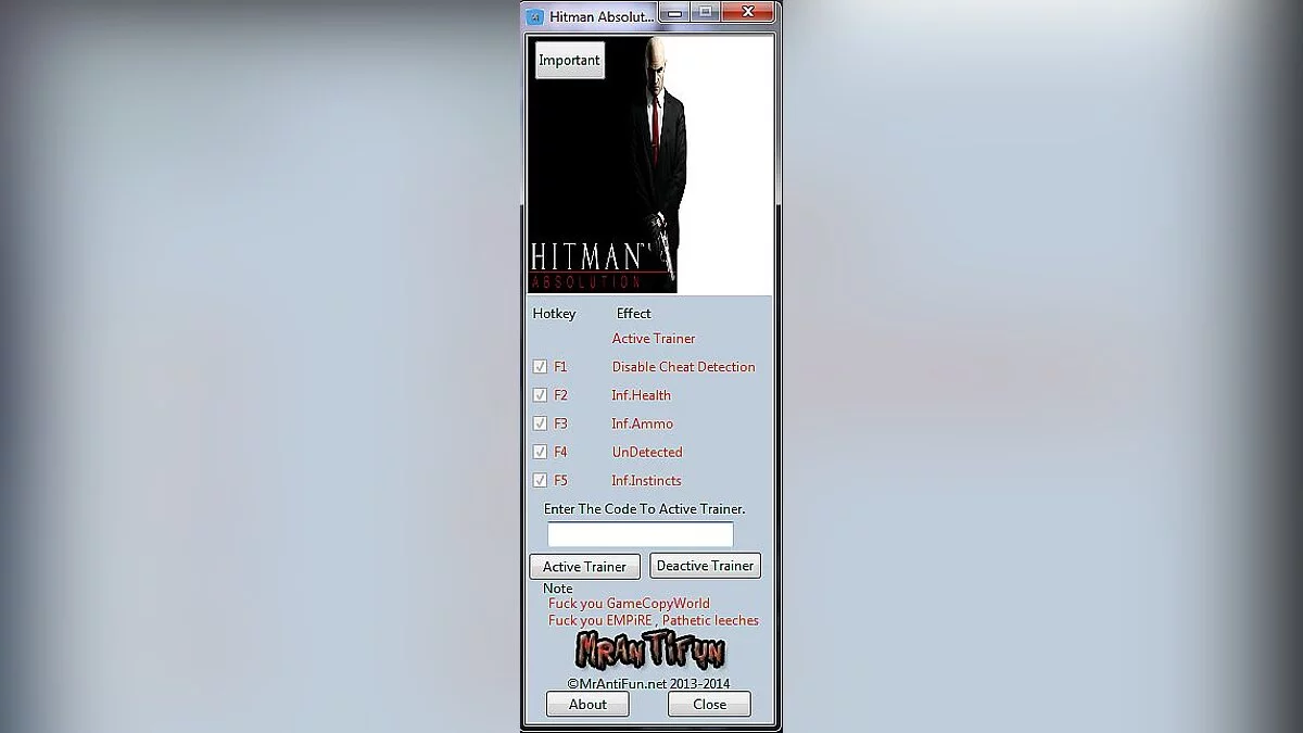 Hitman: Absolution — Трейнер / Trainer (+4) [1.0.447.0] [MrAntiFun]