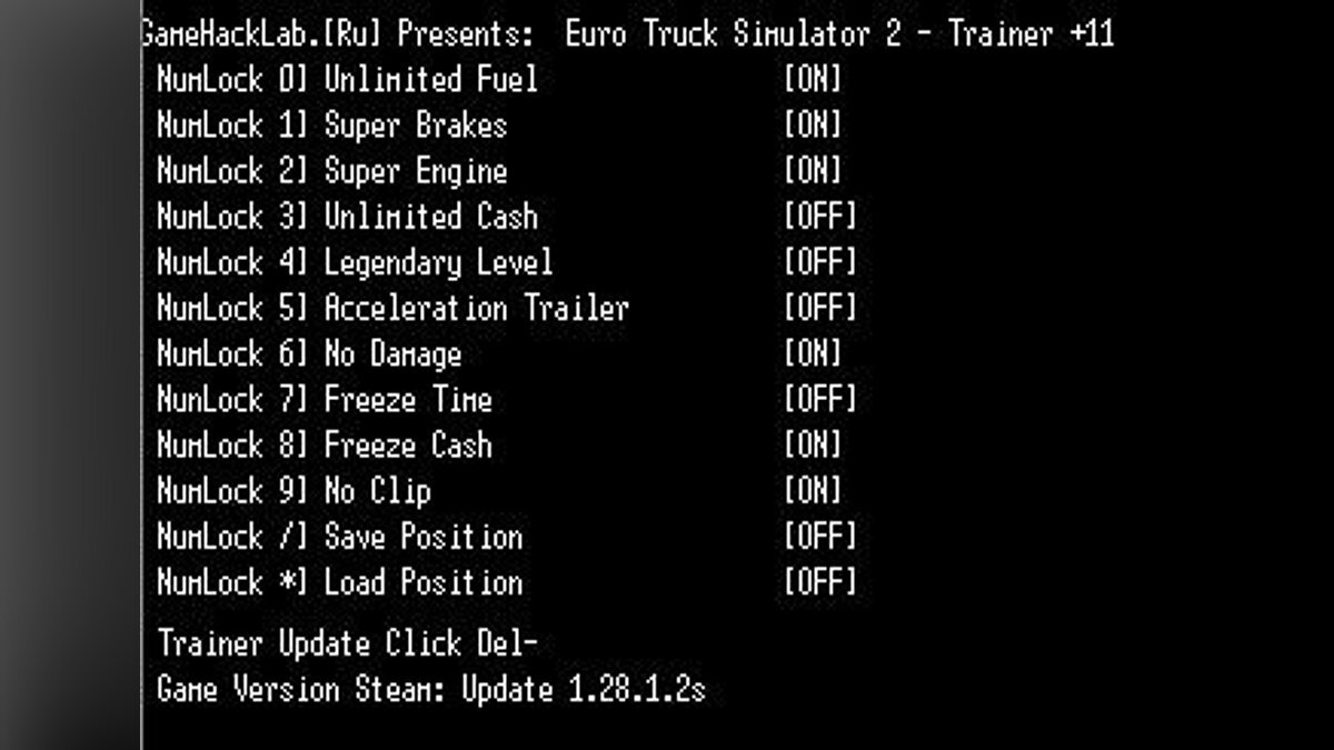 Euro Truck Simulator 2 — Трейнер / Trainer (+11) [1.28.1.2s x64] [LIRW / GHL]