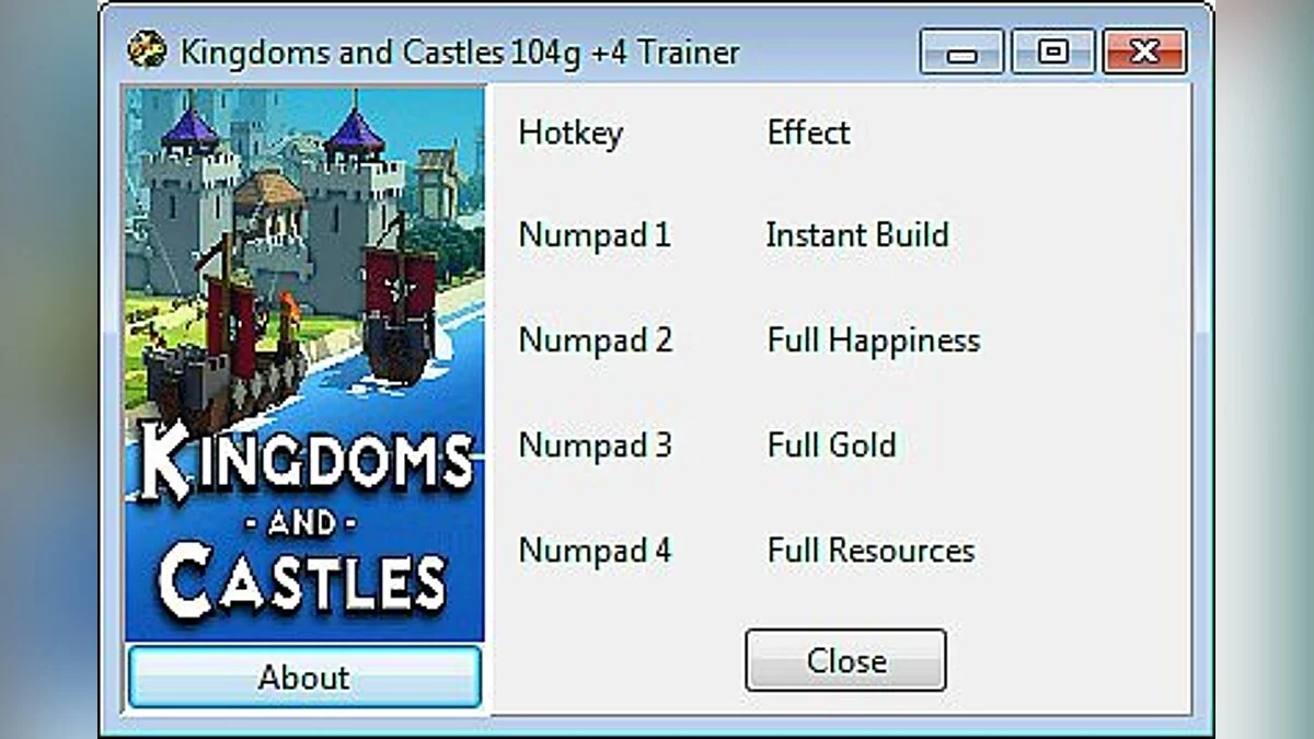 Kingdoms and Castles — Трейнер / Trainer (+4) [104g] [GameAdept]