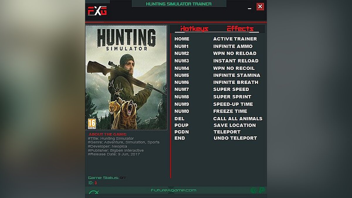 Hunting Simulator — Трейнер / Trainer (+12) [1.0] [FutureX]