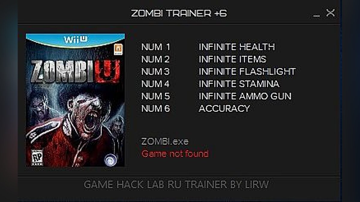 ZombiU — Трейнер / Trainer (+6) [1.0] [LIRW / GHL]