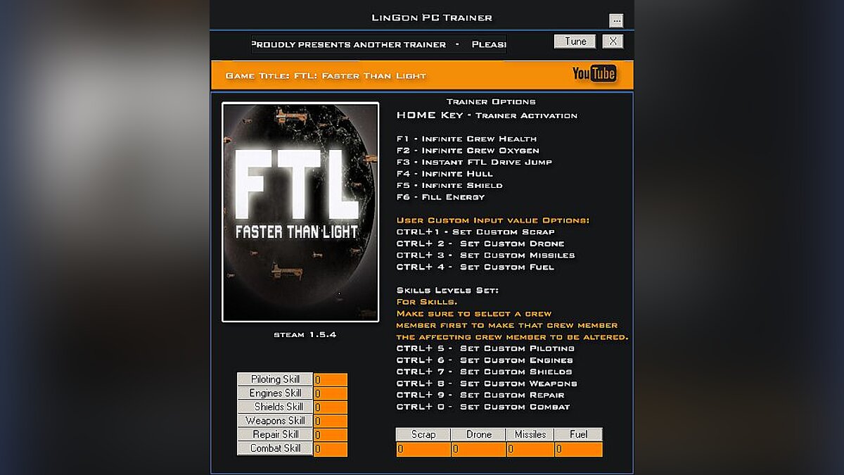 FTL: Faster Than Light — Трейнер / Trainer (+16) [1.5.4] [LinGon]