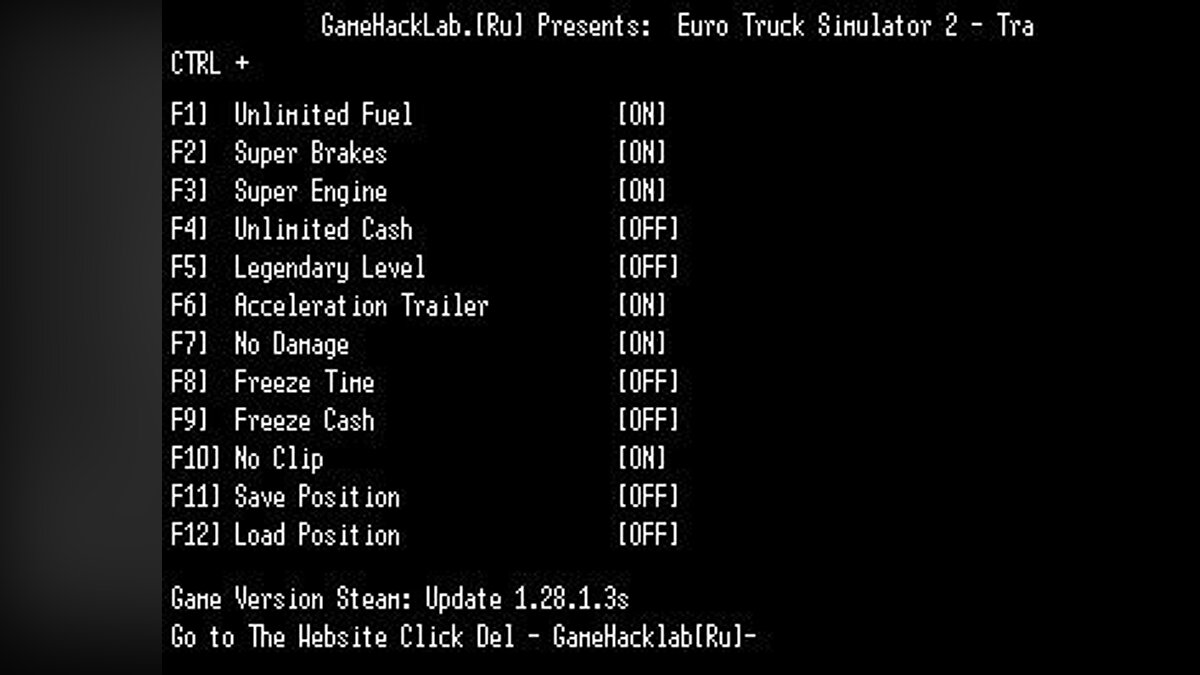 Euro Truck Simulator 2 — Трейнер / Trainer (+11) [1.28.1.3s x64] [LIRW / GHL] - Updated: 07.09.2017