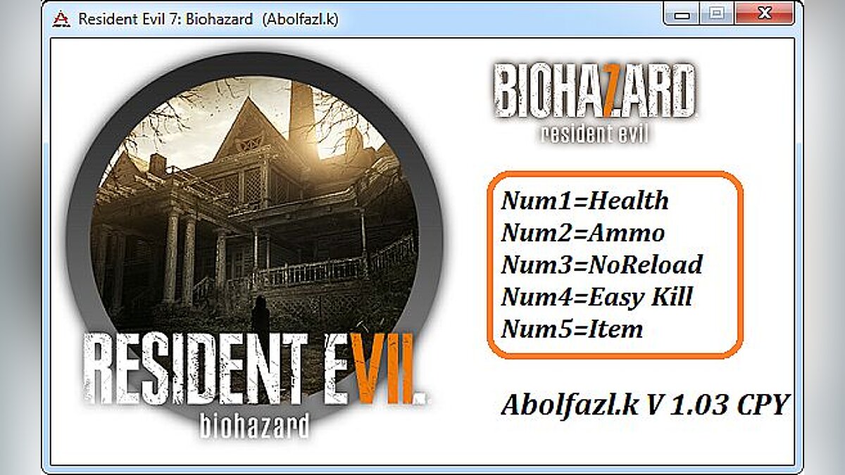 Resident Evil 7 Biohazard — Трейнер / Trainer (+5) [1.03] [Abolfazl.k]