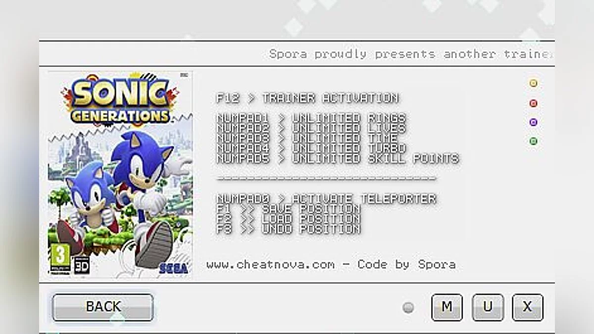 Sonic Generations — Трейнер / Trainer (+6) [1.0r4] [CheatNova / Spora]