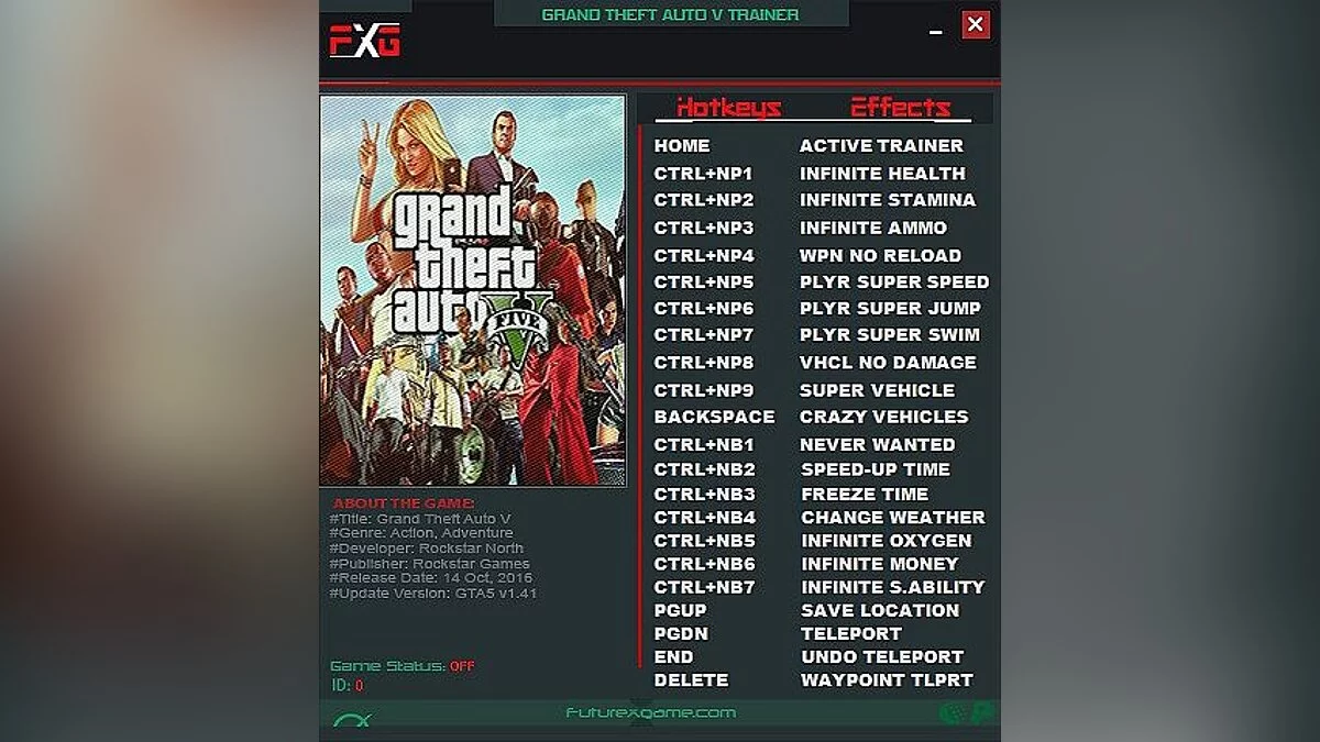 GTA 5 — Трейнер / Trainer (+19) [1.41 (b1.0.1180.1)] [FutureX]