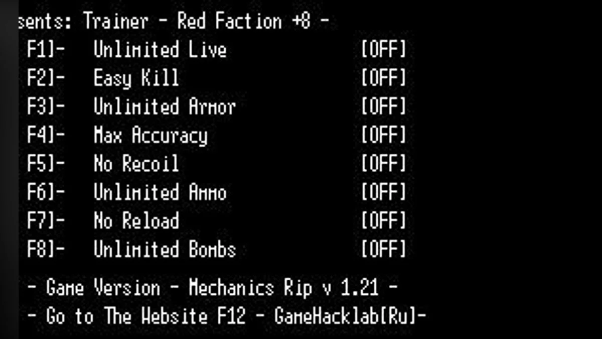 Red Faction — Трейнер / Trainer (+8) [v1.21 Rip Механики] [LIRW / GHL]