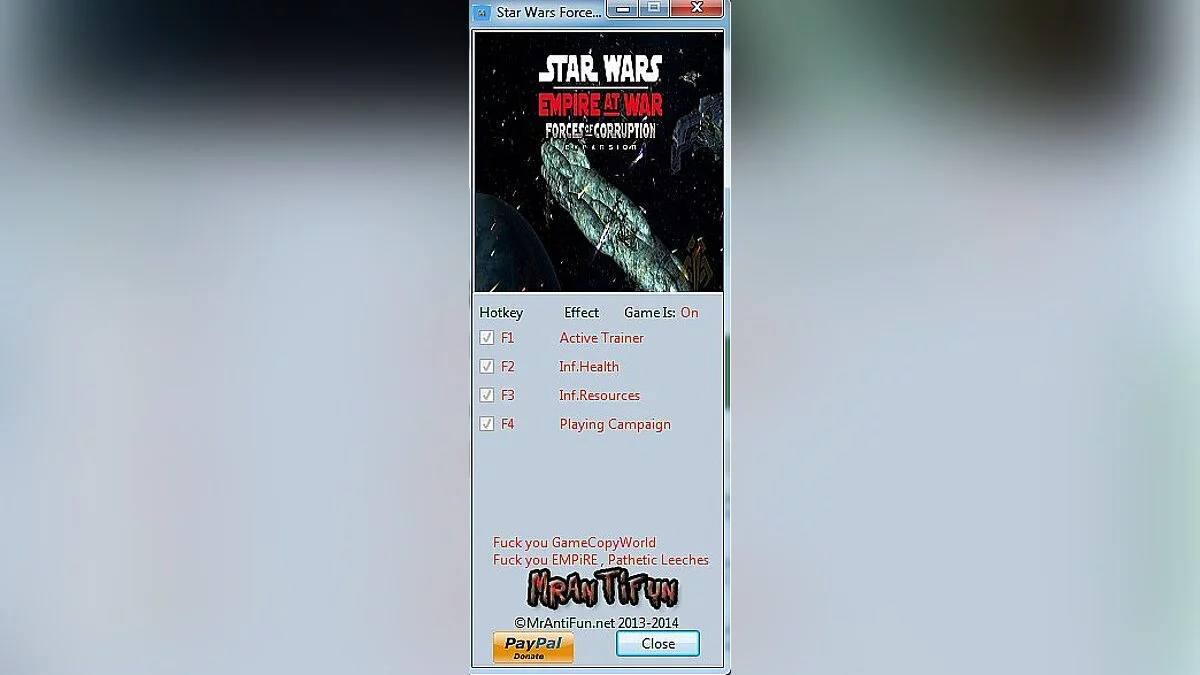 Star Wars: Empire at War — Трейнер / Trainer (+3) [1.05] [MrAntiFun]