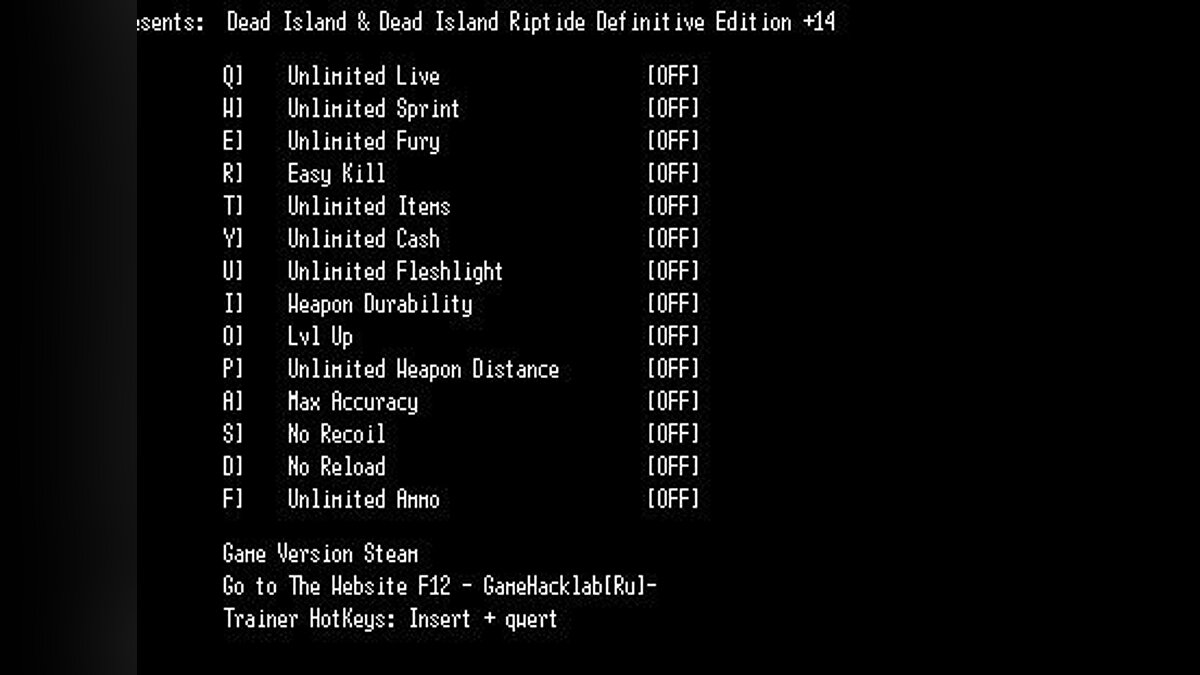 Dead Island: Riptide — Трейнер / Trainer (+14) [Steam] [LIRW / GHL]