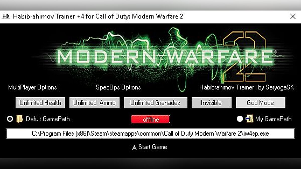 Call of Duty: Modern Warfare 2 (2009) — Трейнер / Trainer (+4) [Latest Steam] [SeryogaSK]