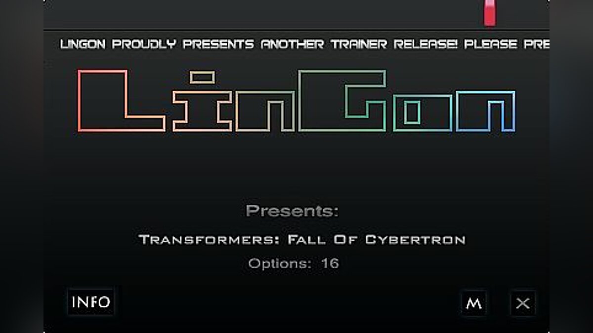 Transformers: Fall of Cybertron — Трейнер / Trainer (+16) [Update 2: 2012-14-09] [LinGon]