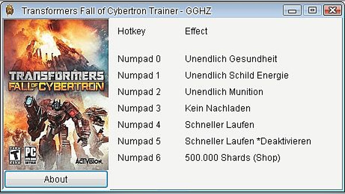 Transformers: Fall of Cybertron — Трейнер / Trainer (+6) [1.0] [Chris / GGHZ]
