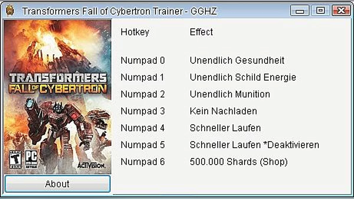 Transformers: Fall of Cybertron — Трейнер / Trainer (+6) [1.0] [Chris / GGHZ]