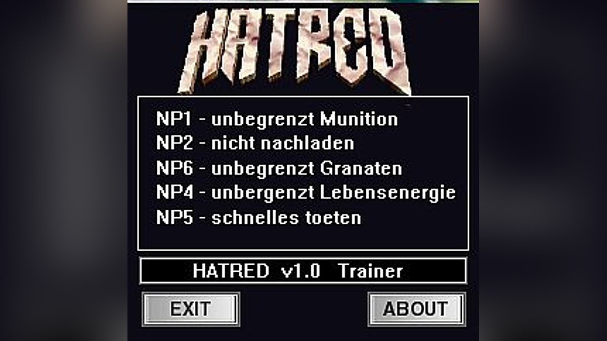 Hatred — Трейнер / Trainer (+5) [1.0] [dR.oLLe]