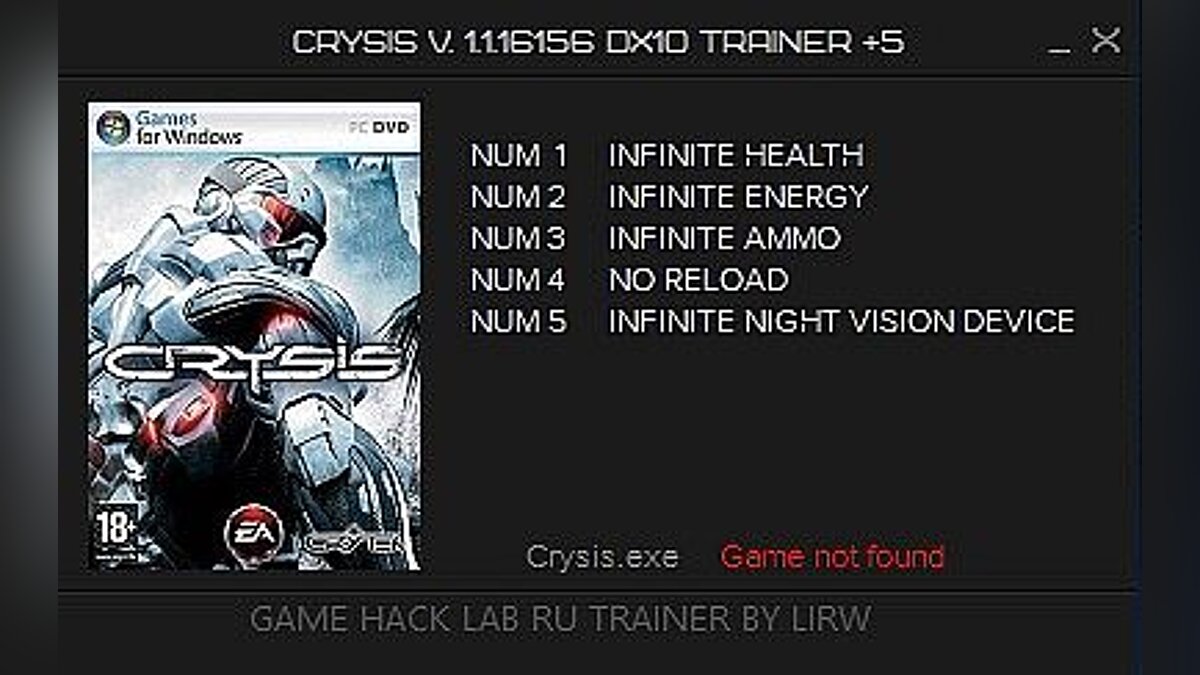 Crysis — Трейнер / Trainer (+5) [1.1.16156] [LIRW / GHL]