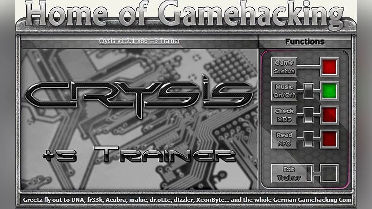 Crysis — Трейнер / Trainer (+5) [1.2 / 1.2.1: 32 / 64 Bit] [HoG / sILeNt heLLsCrEAm]