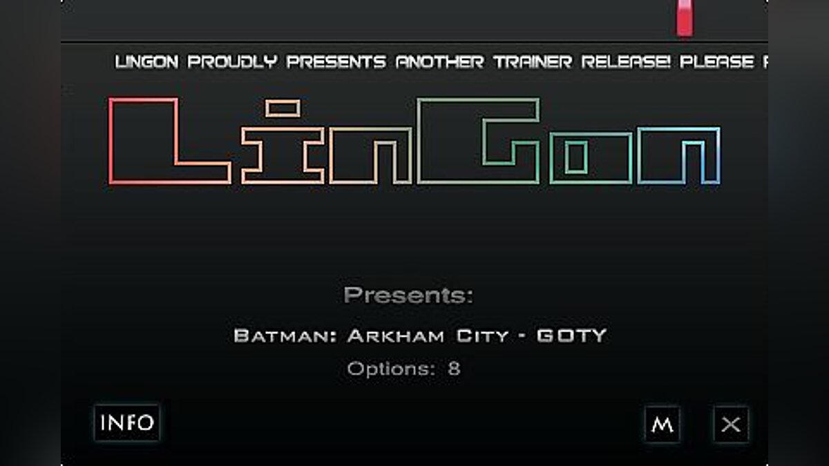 Batman: Arkham City — Трейнер / Trainer (+8) [1.0 / 1.2: GOTY & Standard Edition - Steam / Proper Versions] [LinGon]