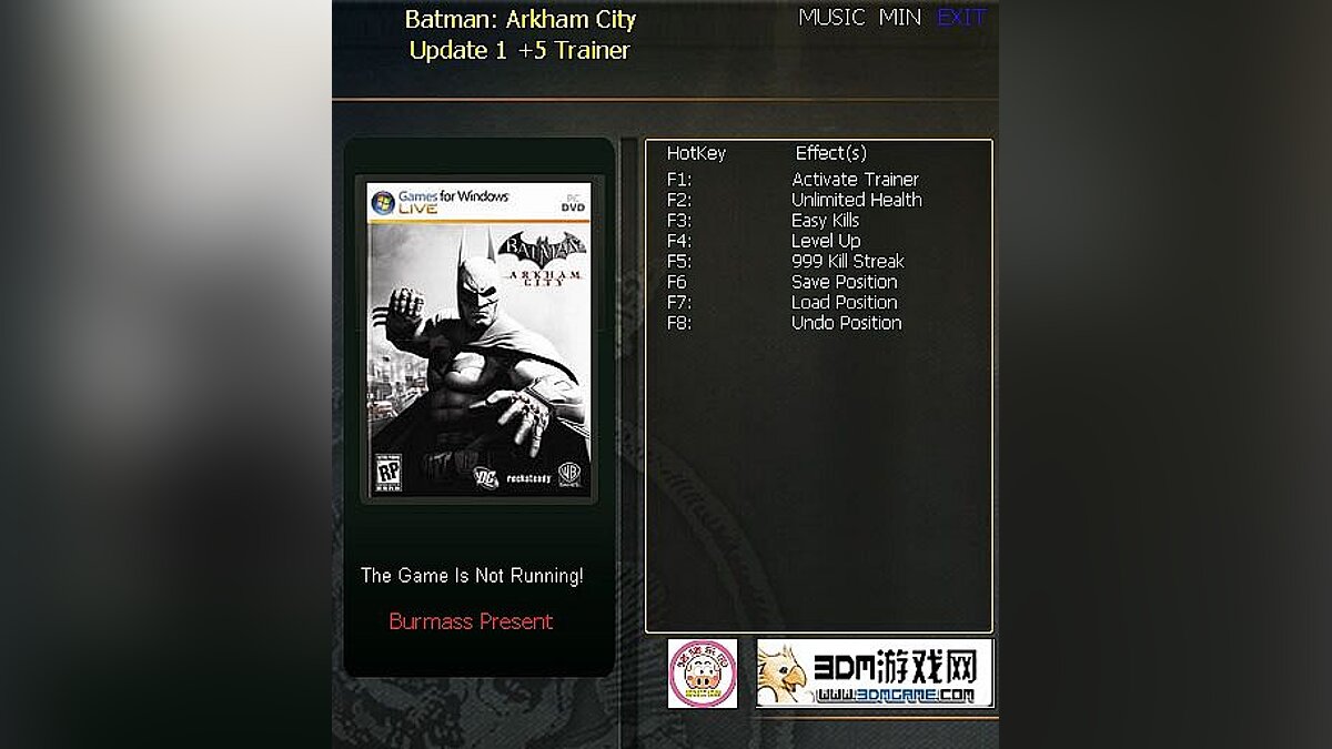 Batman: Arkham City — Трейнер / Trainer (+5) [Update 1: DX9 / DX11 - Fixed] [testhawk]