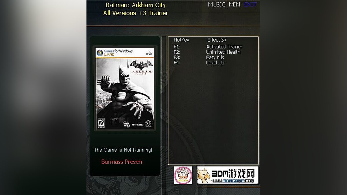 Batman: Arkham City — Трейнер / Trainer (+3) [All Versions: 1.0 / Update 1 and Others - DX9 / DX11: Fix 4] [testhawk]