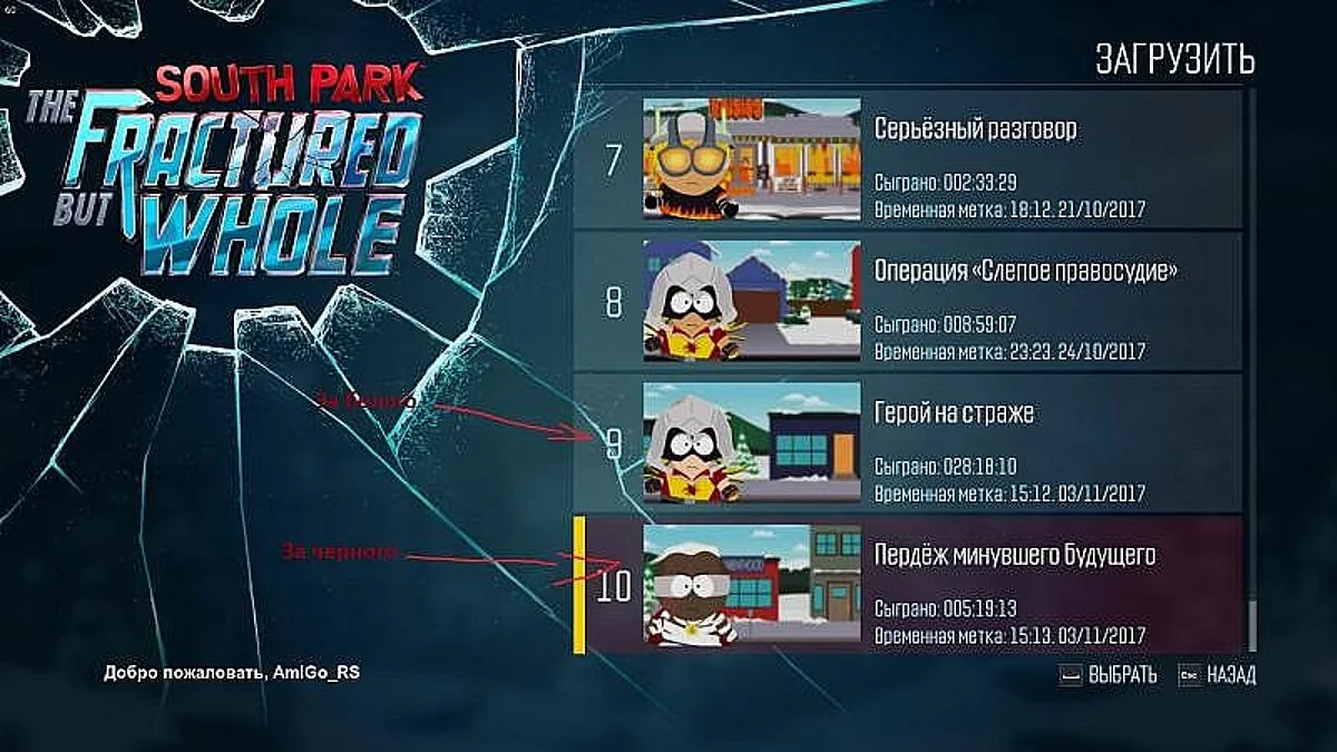 South Park: The Fractured but Whole — Сохранение / SaveGame (Чёрный персонаж, перед финалом)