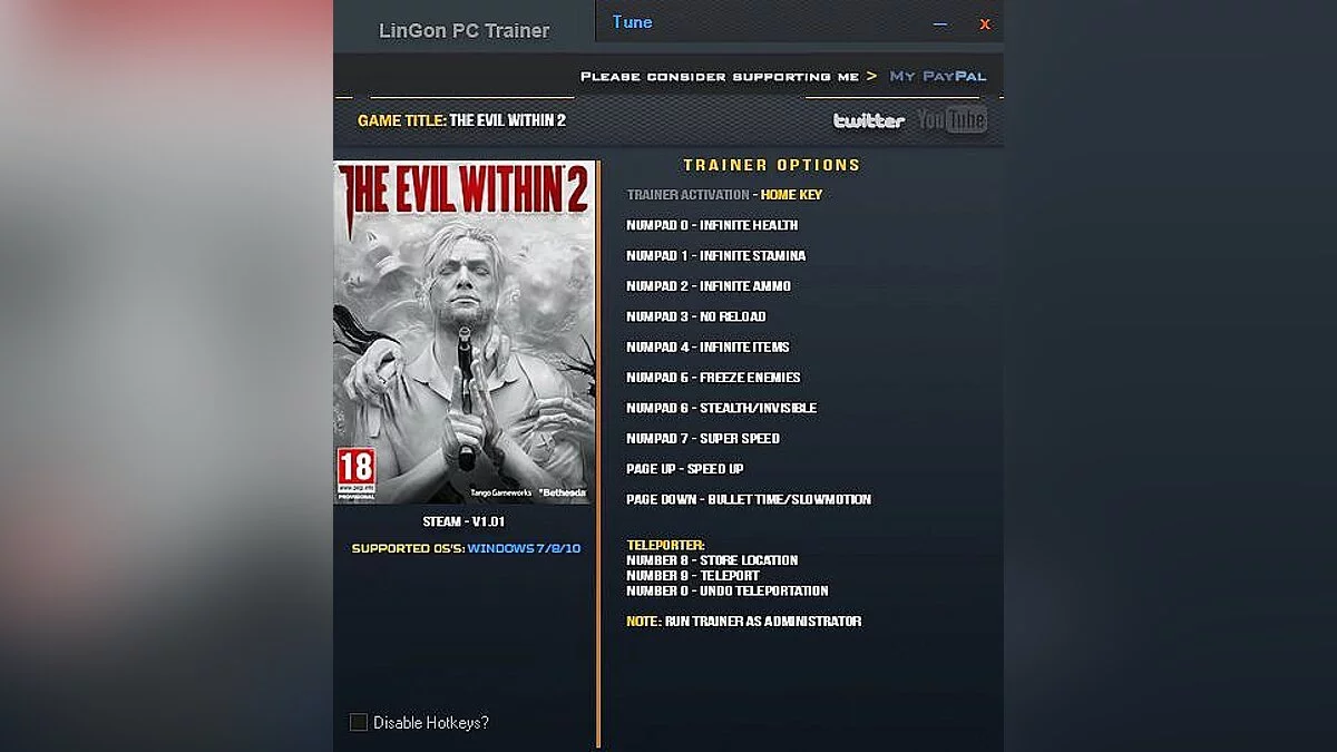 The Evil Within 2 — Трейнер / Trainer (+12) [1.01] [LinGon]