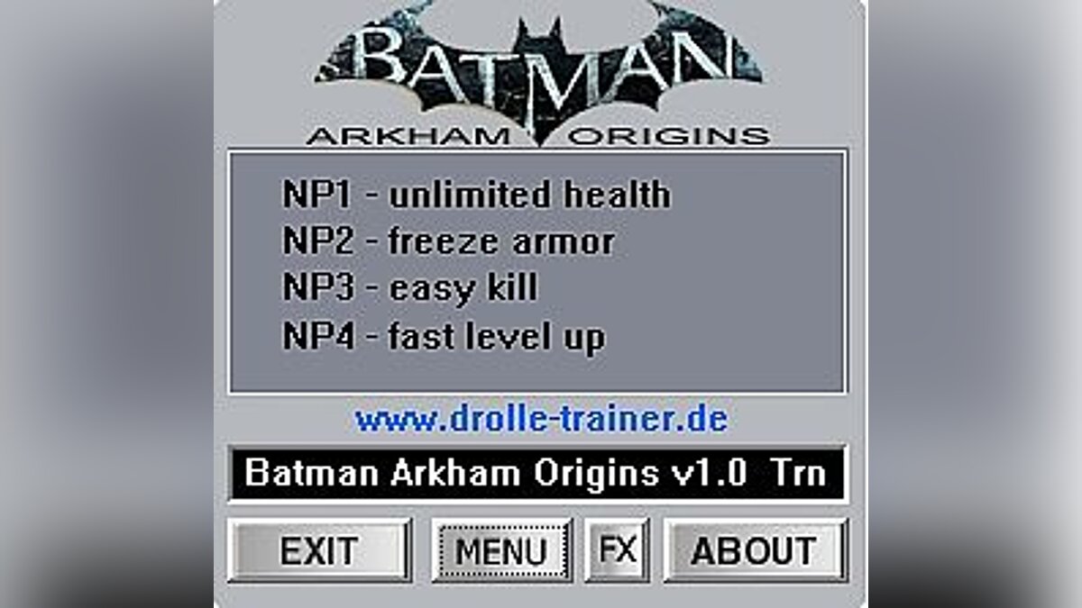 Batman: Arkham Origins — Трейнер / Trainer (+4) [1.0] [dR.oLLe]
