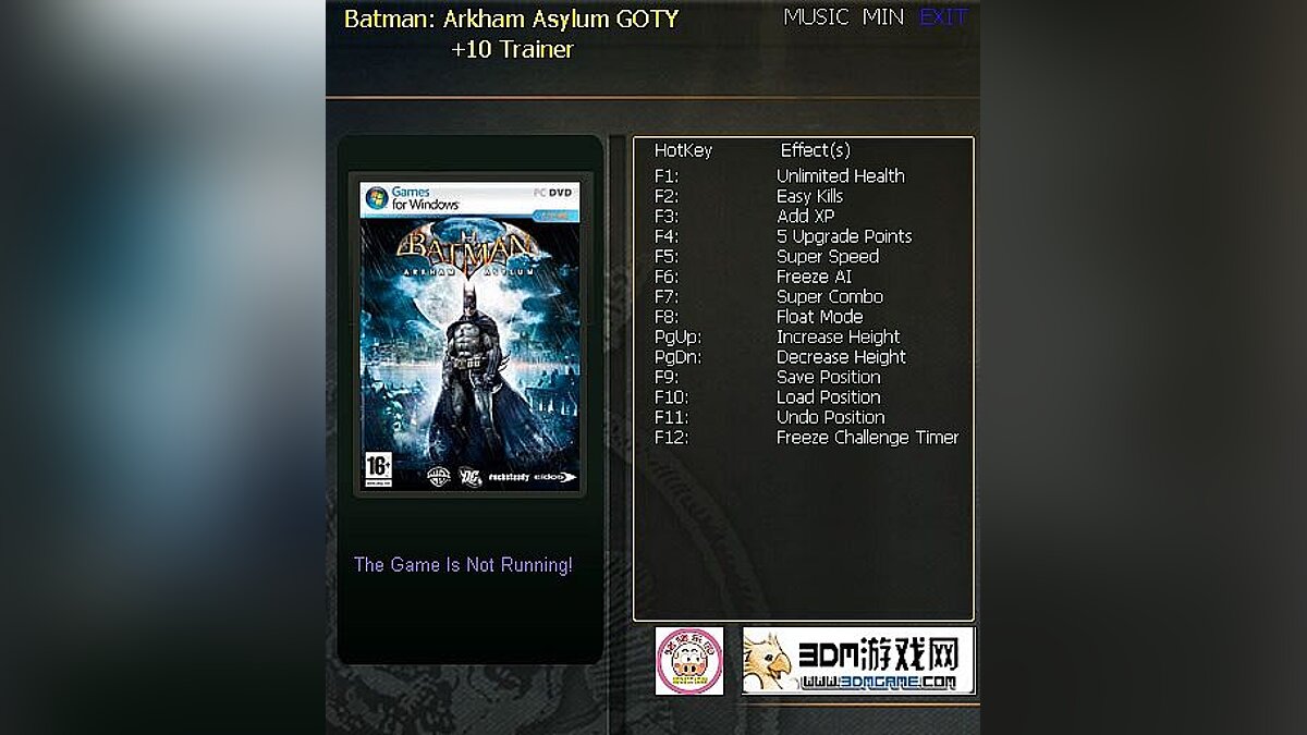Batman: Arkham Asylum — Трейнер / Trainer (+10) [1.0] [testhawk]