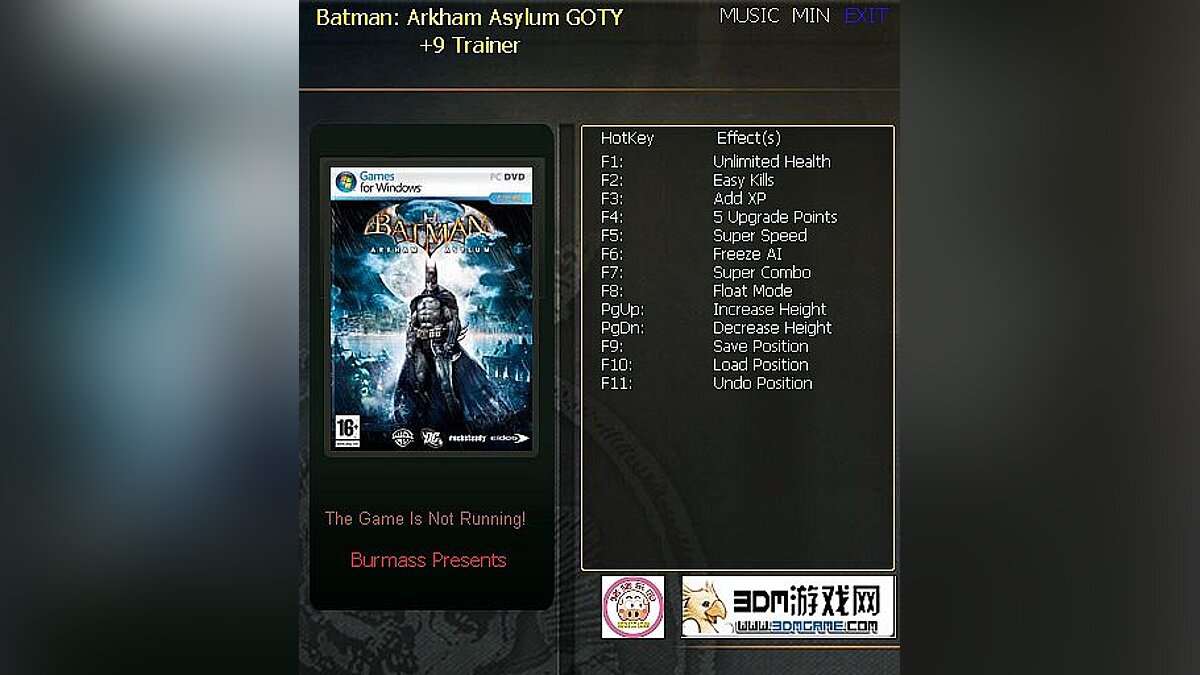 Batman: Arkham Asylum — Трейнер / Trainer (+9) [1.0] [testhawk]