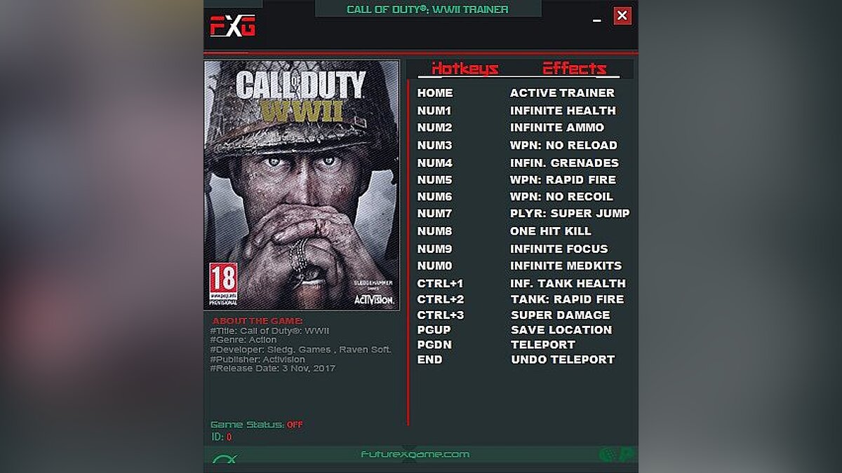 Call of Duty: WWII — Трейнер / Trainer (+14) [1.3.0.15989] [FutureX]