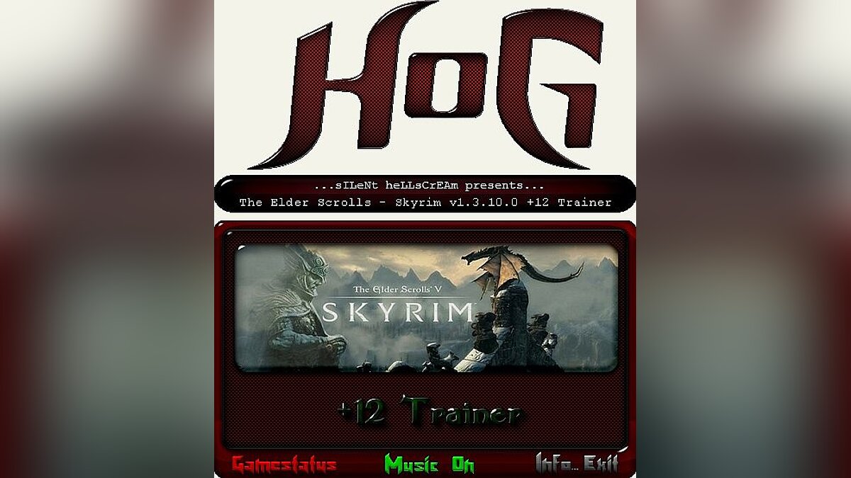 The Elder Scrolls 5: Skyrim — Трейнер / Trainer (+12) [1.3.10.0: Update 4] [HoG / sILeNt heLLsCrEAm]