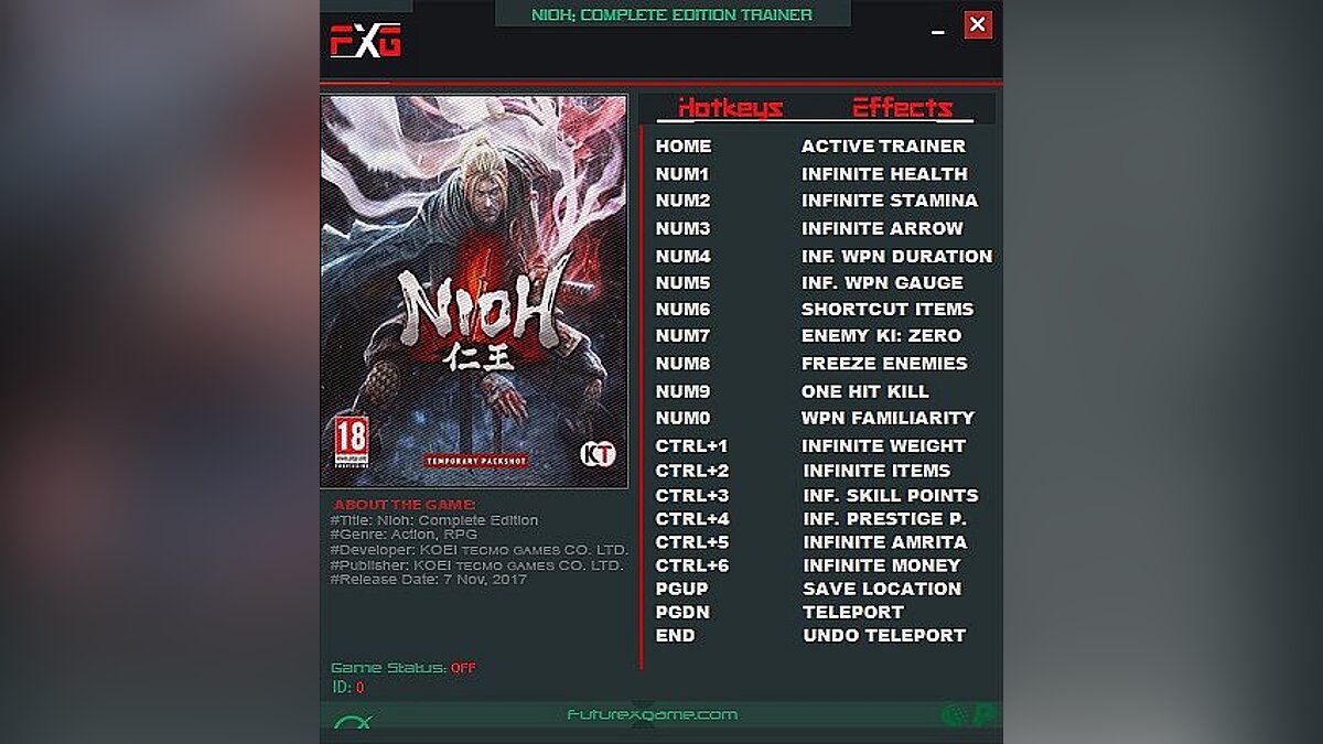 Nioh: Complete Edition — Трейнер / Trainer (+17) [1.21] [FutureX]