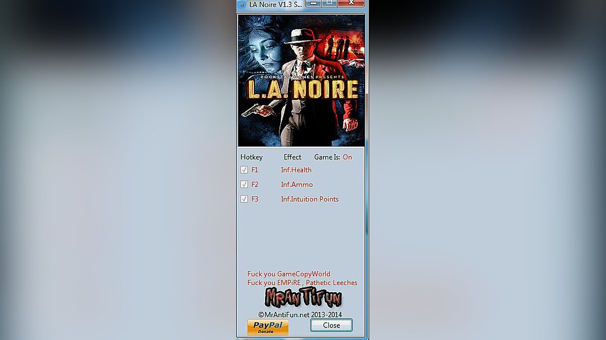 L.A. Noire — Трейнер / Trainer (+3) [1.3] [MrAntiFun]