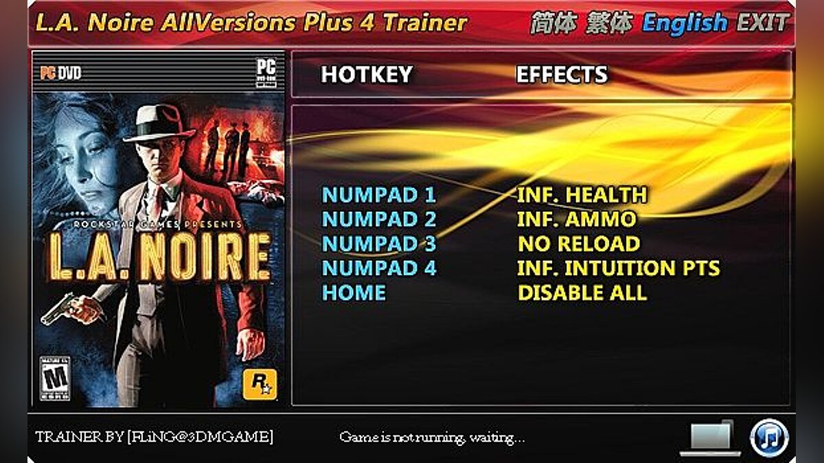 L.A. Noire — Трейнер / Trainer (+4) [All Versions: 1.0.2396 / 1.1.2406.1 etc] [FLiNG]
