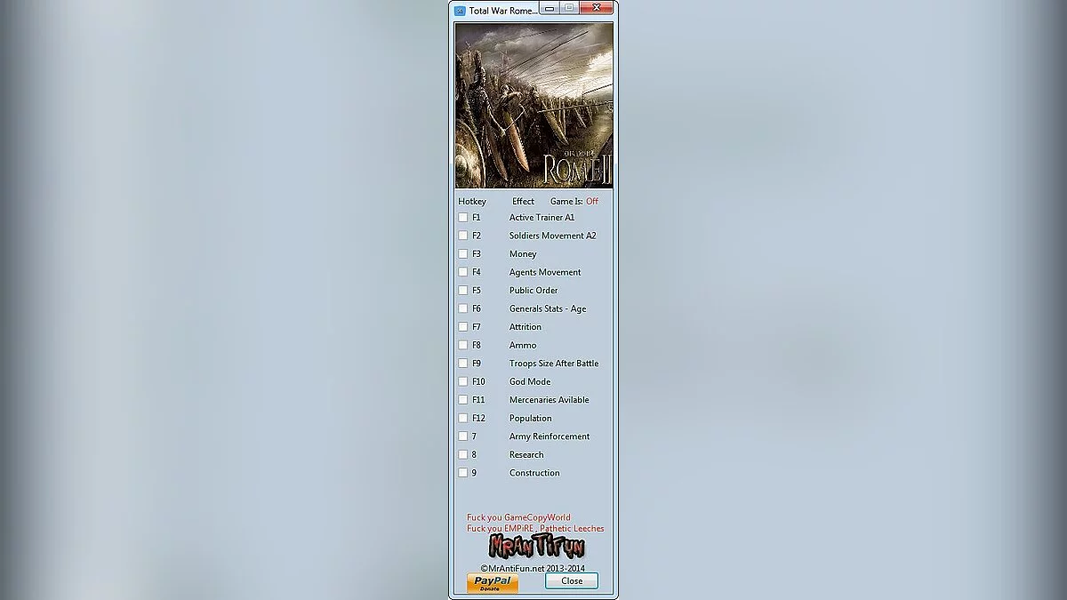 Total War: Rome 2 — Трейнер / Trainer (+14) [2.2.0: Build 16019] [MrAntiFun]