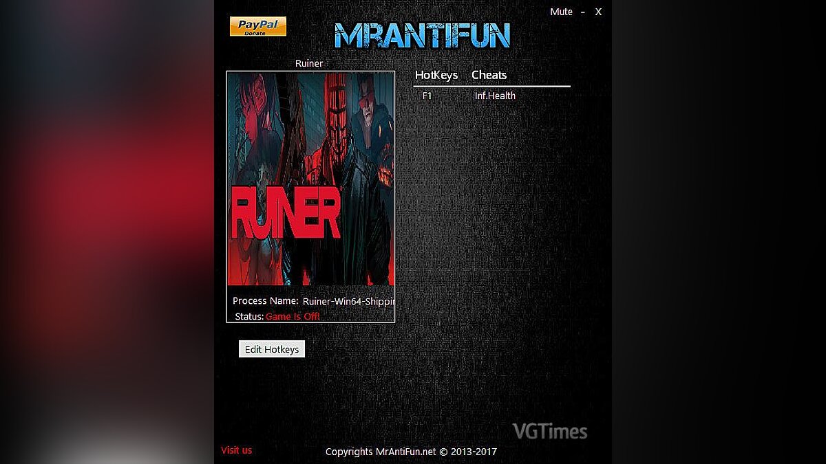 RUINER — Трейнер / Trainer (+1: Бессмертие / Immortality) [UPD: 01.12.2017] [MrAntiFun] - Fixed