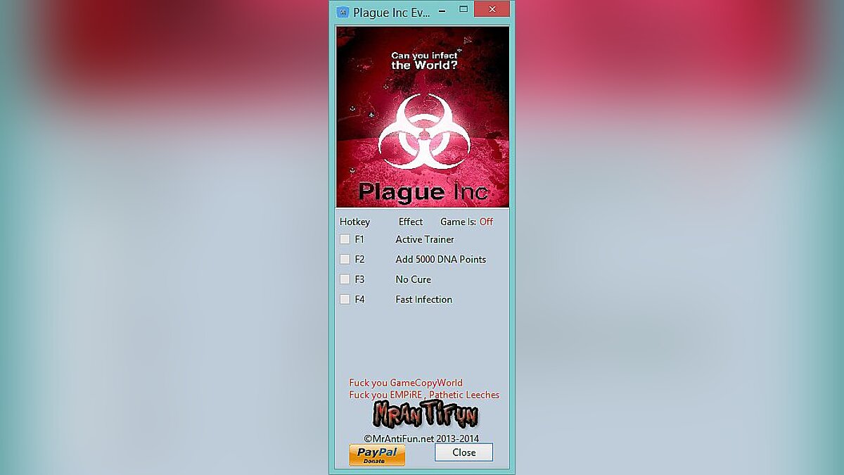 Plague Inc. — Трейнер / Trainer (+3) [0.9.0.2] [MrAntiFun]