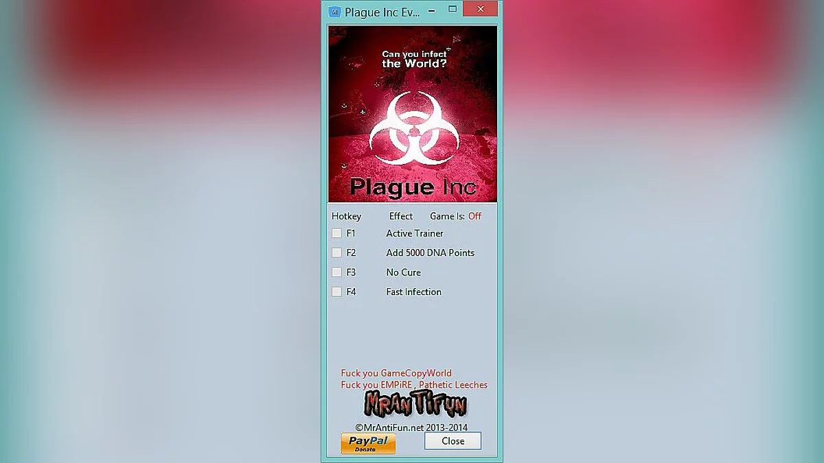 Plague Inc. — Трейнер / Trainer (+3) [0.9.0.2] [MrAntiFun]