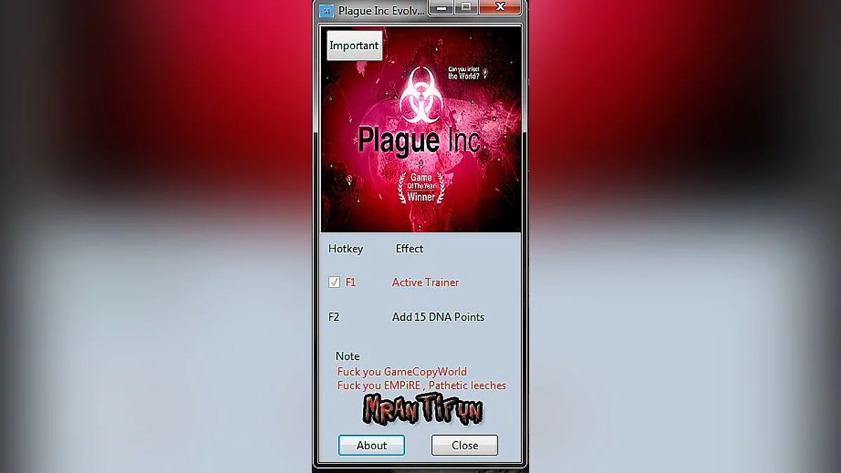 Plague Inc. — Трейнер / Trainer (+1: ДНК Очки / DNA Points) [4.3.1.28294] [MrAntiFun]